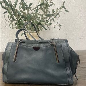 Coach Dark Teal Leather Satchel
